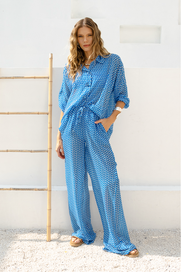 Calça Amarração Maré Azul