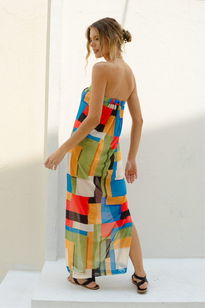 Vestido Tule Mosaico de Verão
