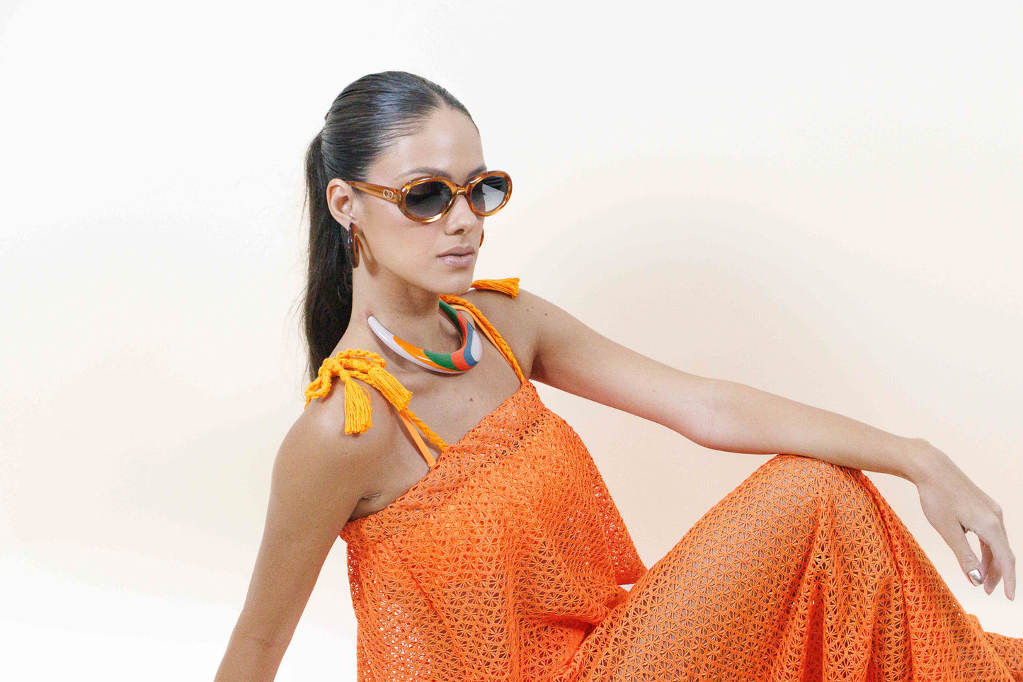 Blusa Renda Guipir Axé Laranja