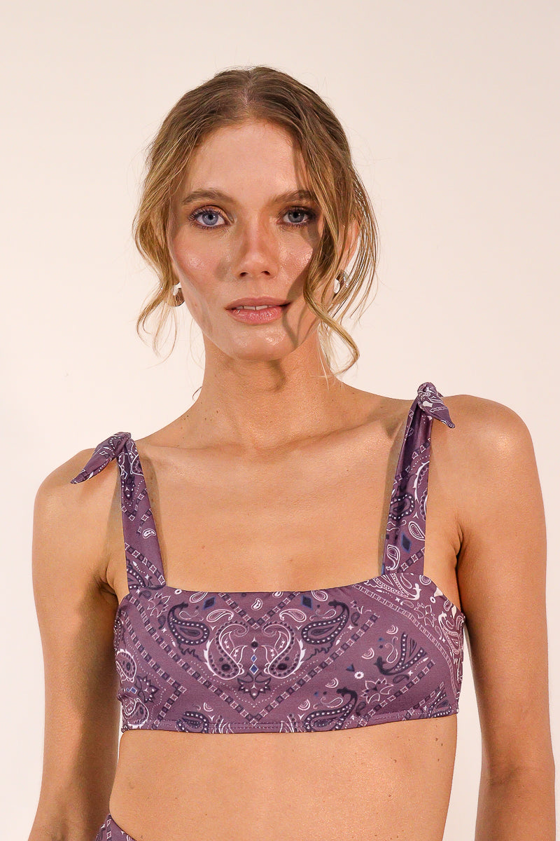Top Faixa Paisley Raisin