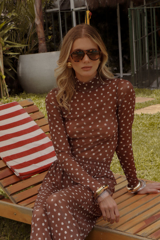 Blusa Manga Tule Cacao Petit