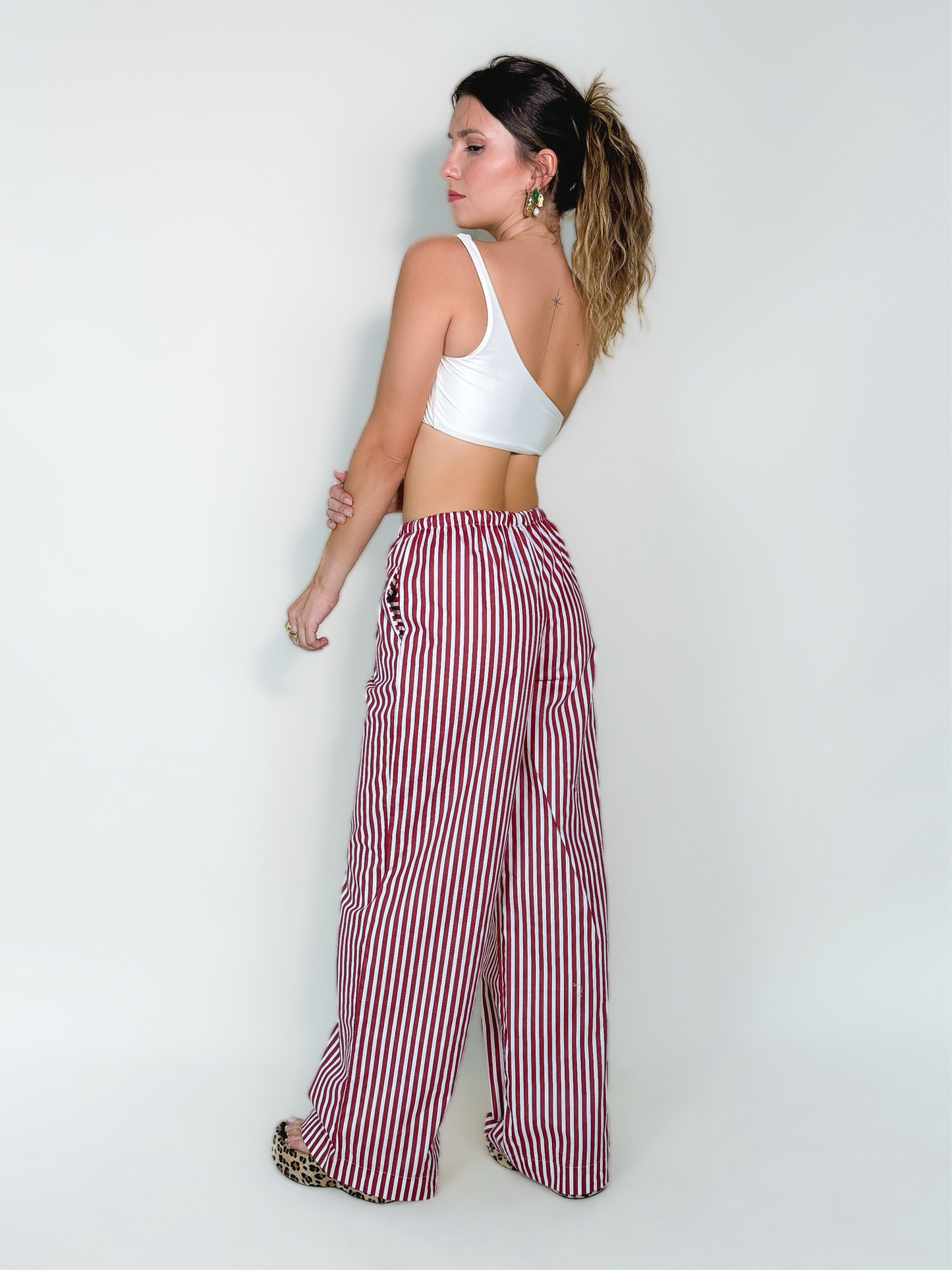 Calça Comfy Listras Vinho