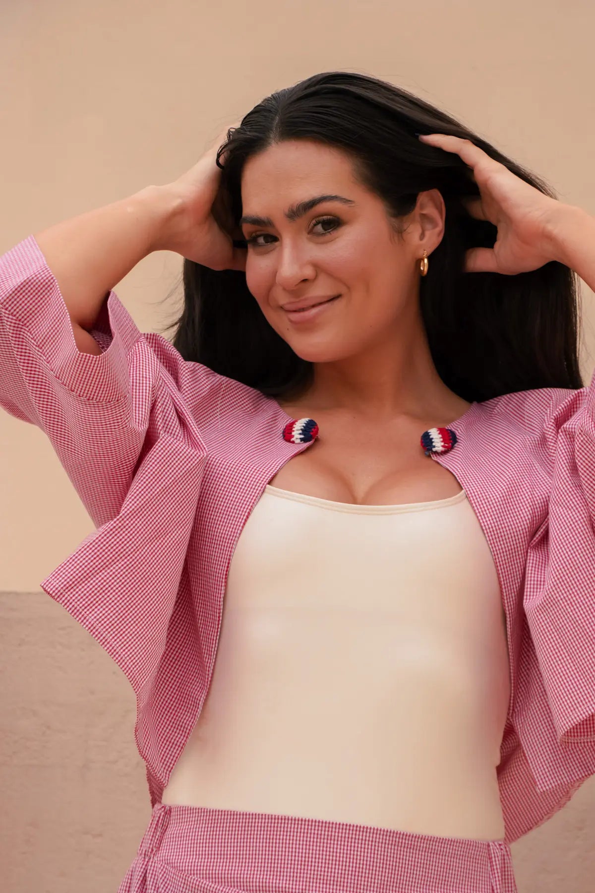 Bata Botão Blush Vichy