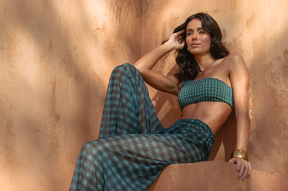 Calça Tule Voyage Xadrez Maxi