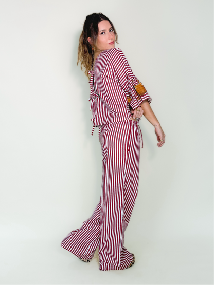 Calça Comfy Listras Vinho