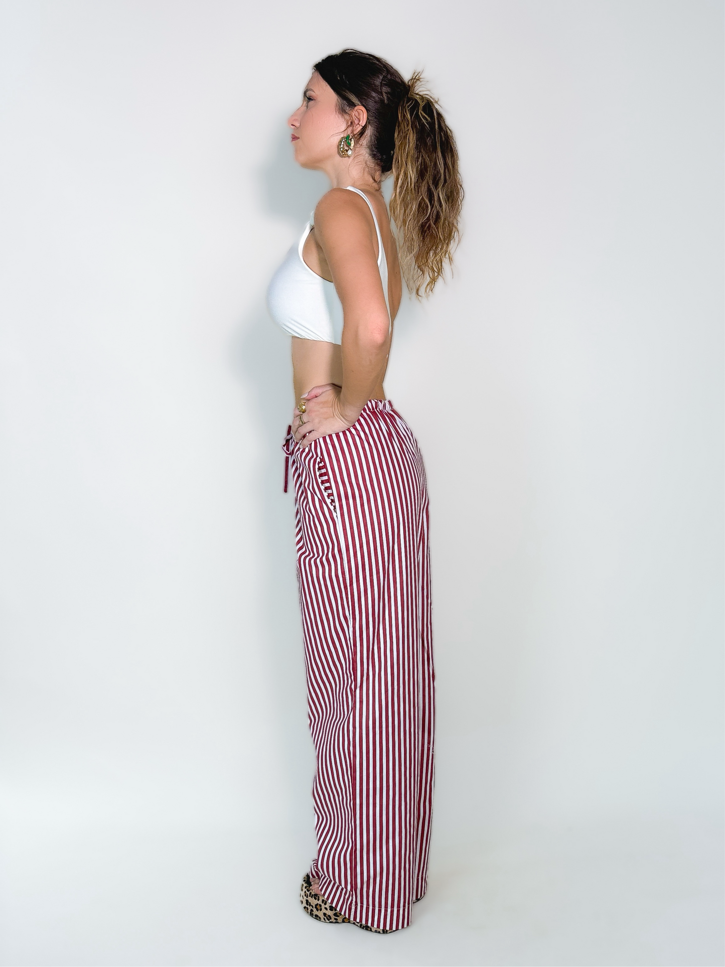 Calça Comfy Listras Vinho