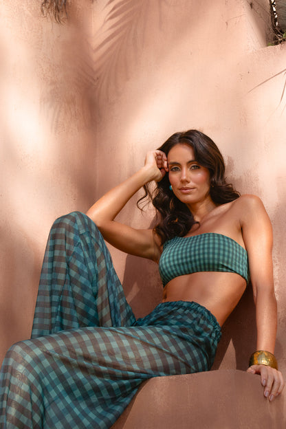Calça Tule Voyage Xadrez Maxi