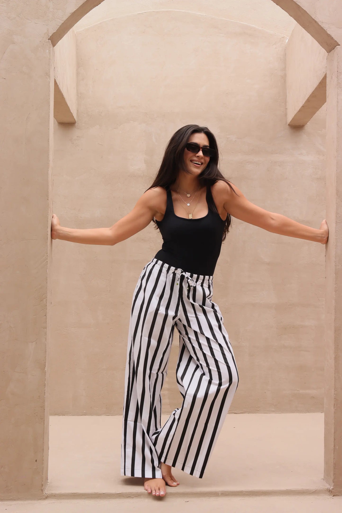 Calça Comfy Listras Preto e Branco