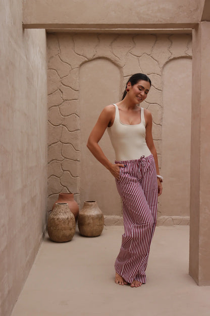 Calça Comfy Listras Vinho
