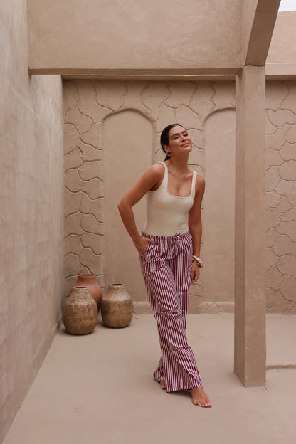 Calça Comfy Listras Vinho