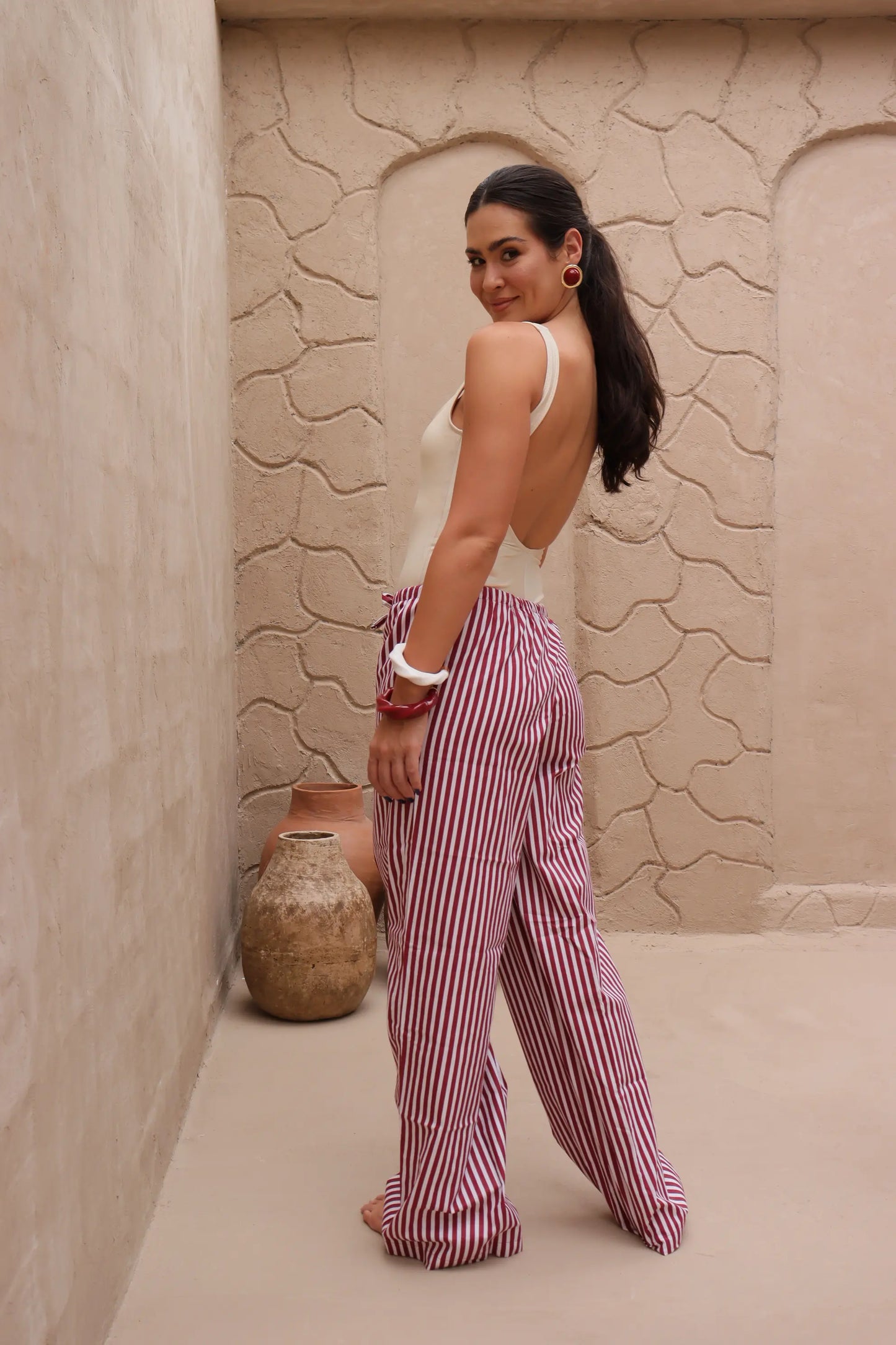 Calça Comfy Listras Vinho