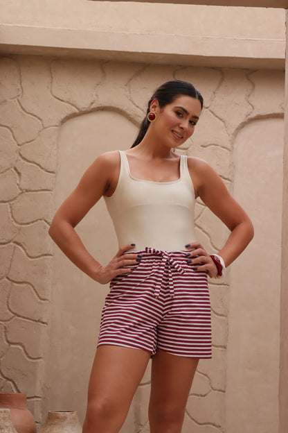 Short Comfy Listras Vinho