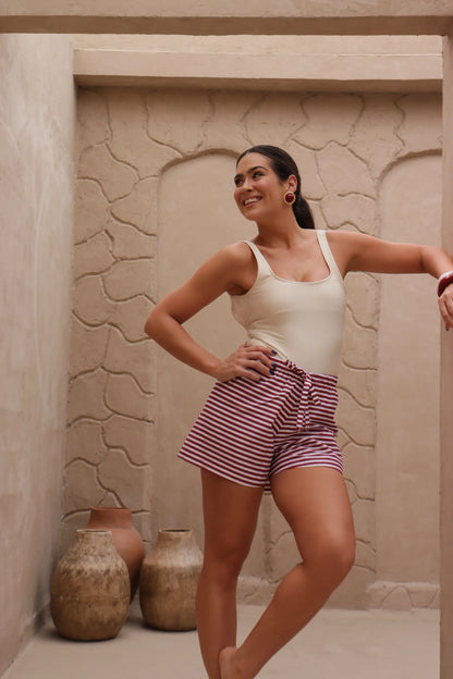 Short Comfy Listras Vinho