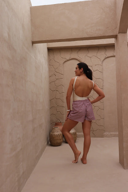 Short Comfy Listras Vinho