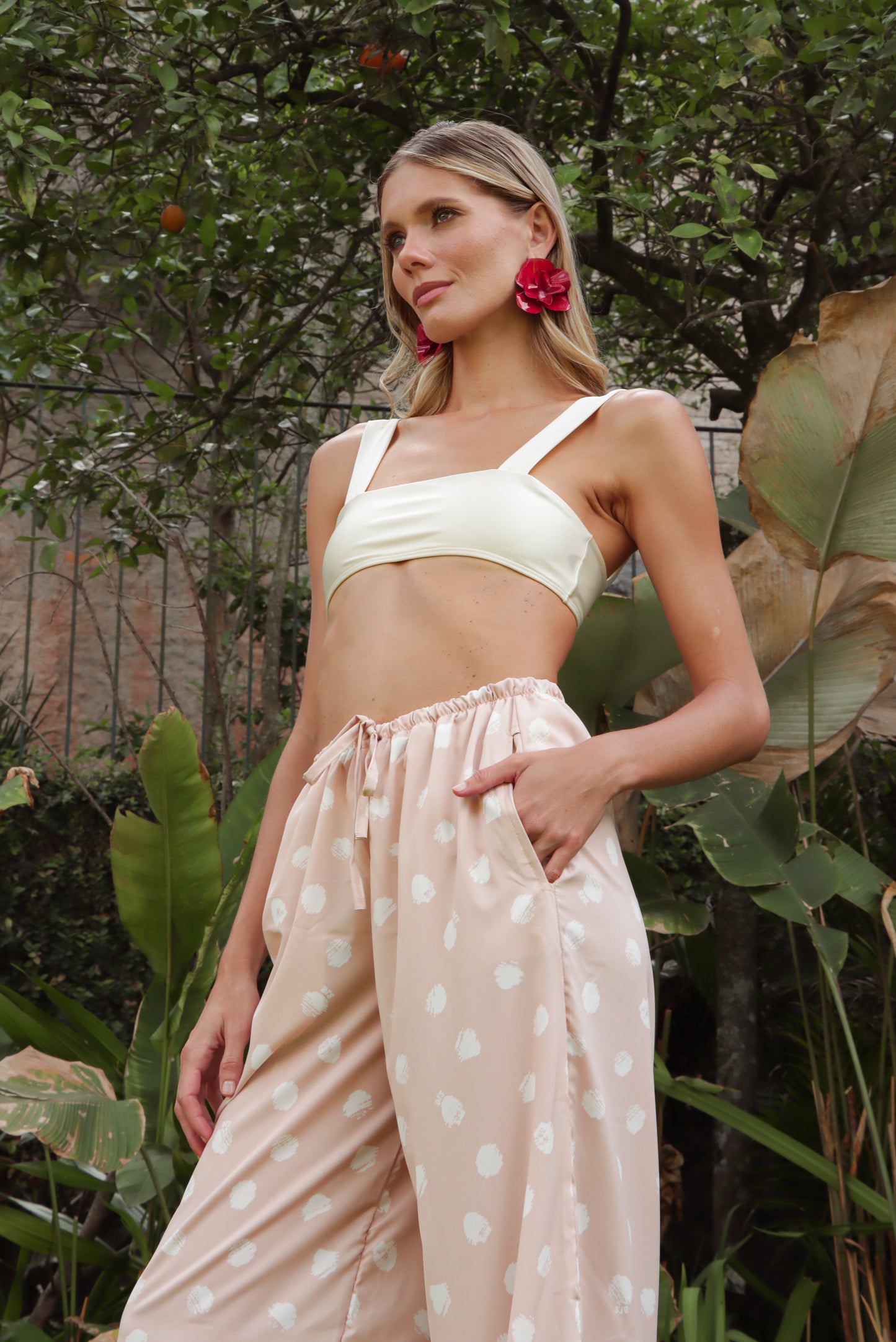 Calça Amarração Creme