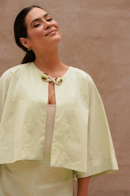 Bata Botão Menta Vichy