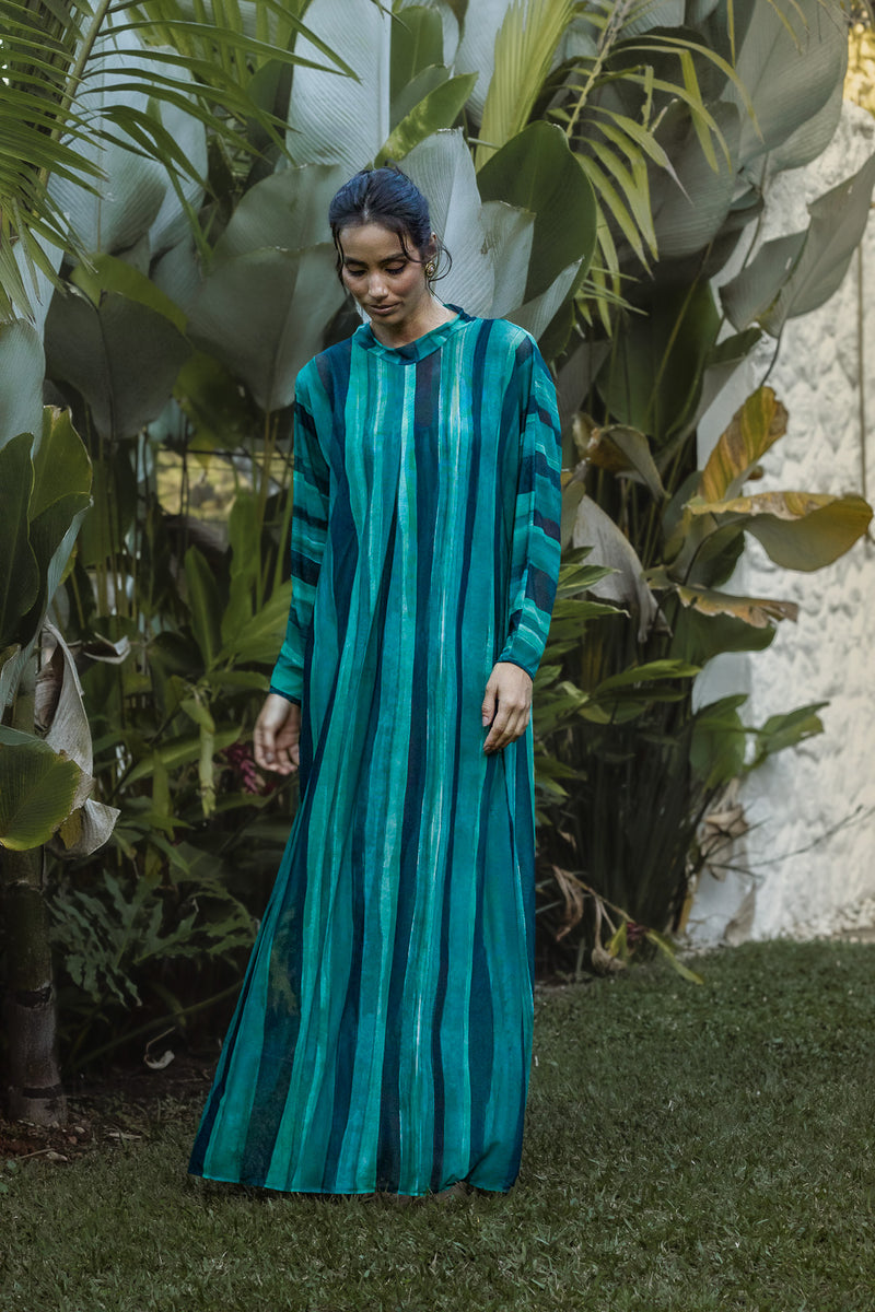 Vestido Manga Tule Voyage Ondas