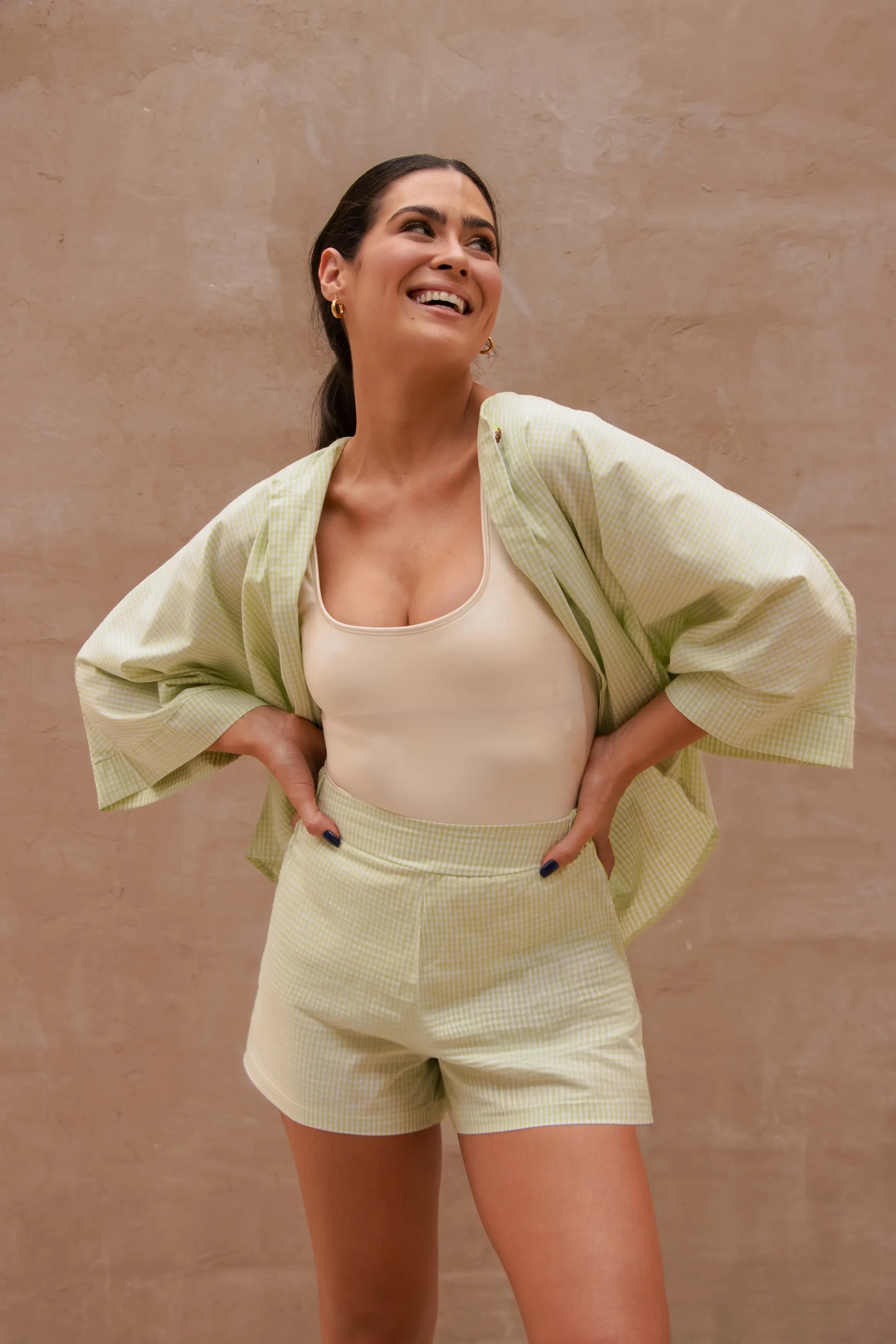 Bata Botão Menta Vichy