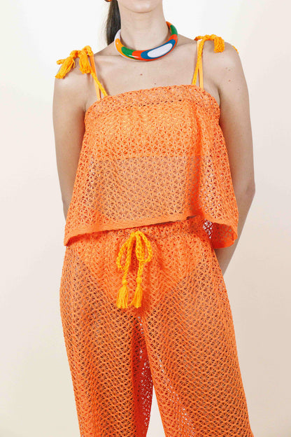 Blusa Renda Guipir Axé Laranja