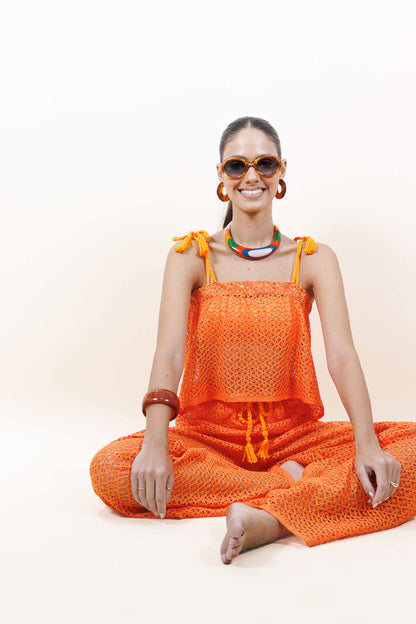 Blusa Renda Guipir Axé Laranja