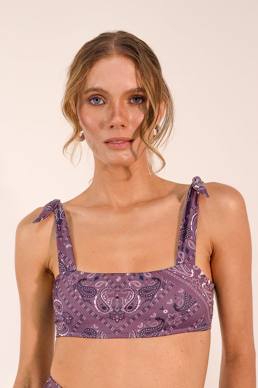 Top Faixa Paisley Raisin