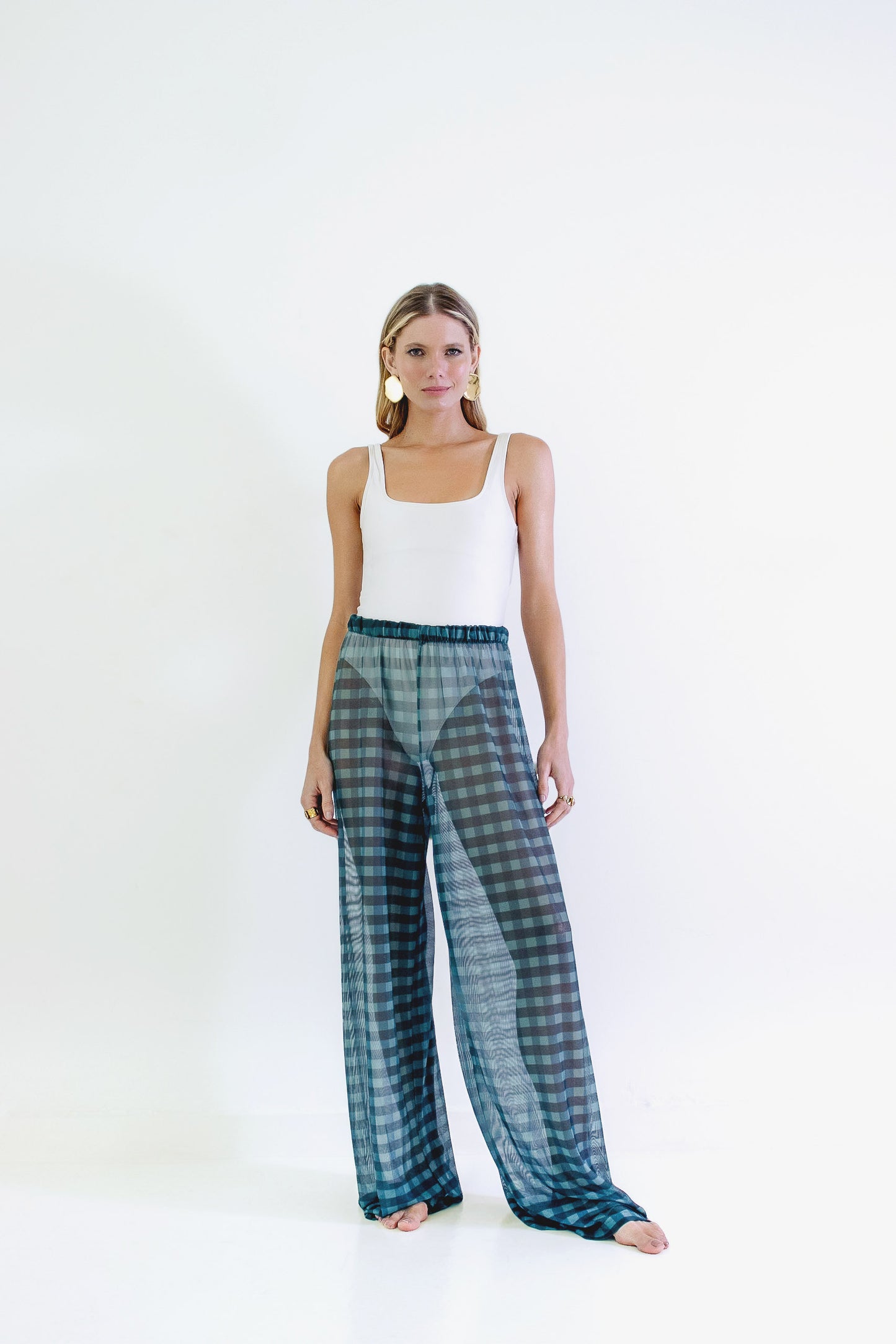Calça Tule Voyage Xadrez Maxi