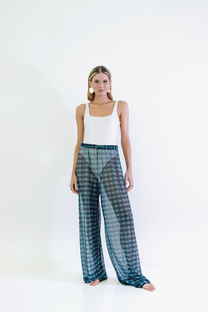 Calça Tule Voyage Xadrez Maxi