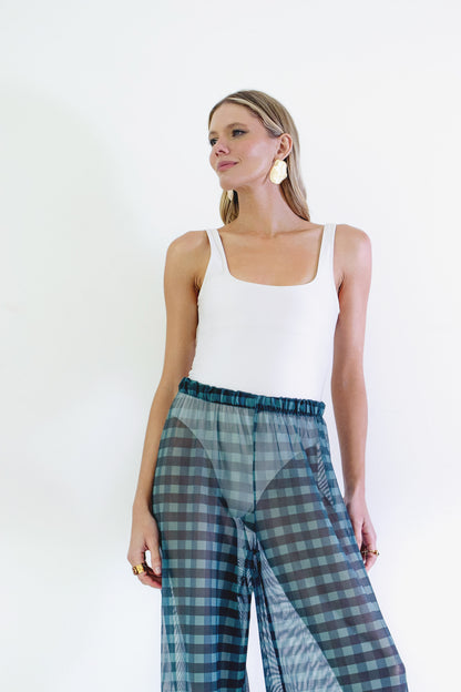 Calça Tule Voyage Xadrez Maxi