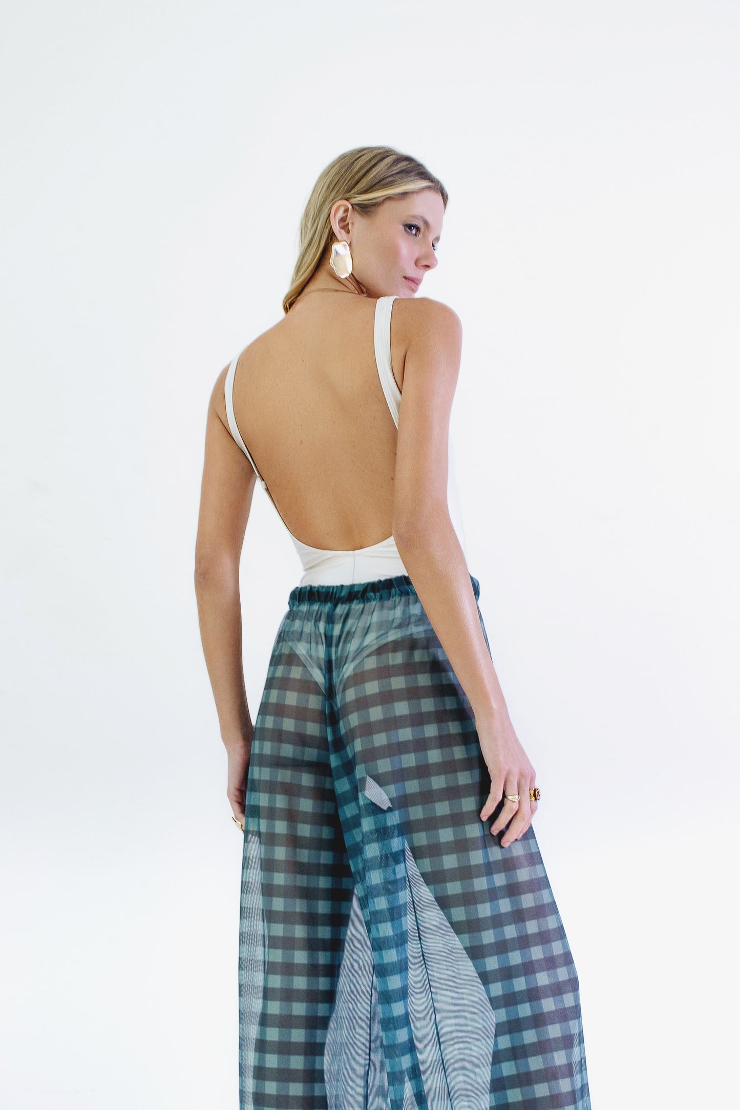 Calça Tule Voyage Xadrez Maxi