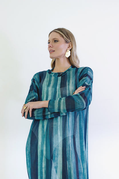 Vestido Manga Tule Voyage Ondas