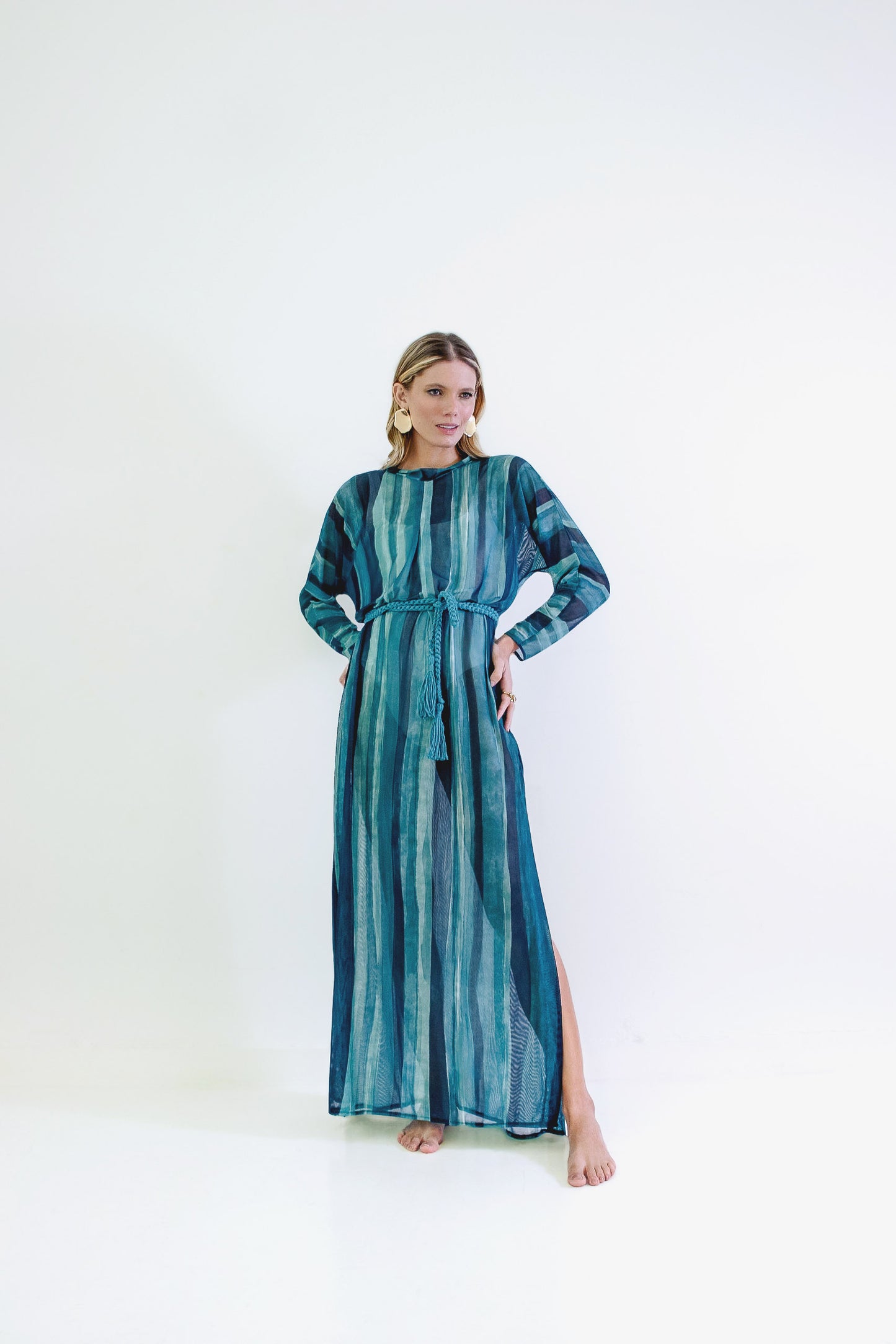 Vestido Manga Tule Voyage Ondas