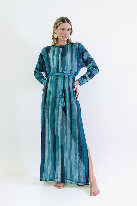 Vestido Manga Tule Voyage Ondas