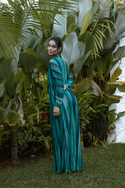 Vestido Manga Tule Voyage Ondas