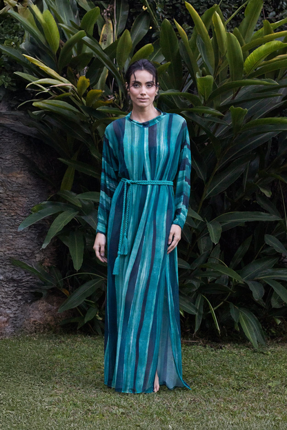 Vestido Manga Tule Voyage Ondas